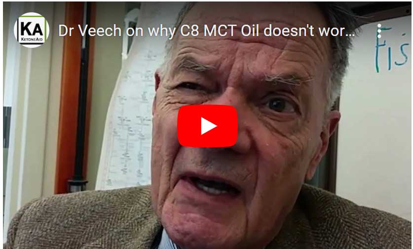 MCT Oil vs Ketone Ester. Dr. Veech explains why C8 doesn't work well as an exogenous ketone.